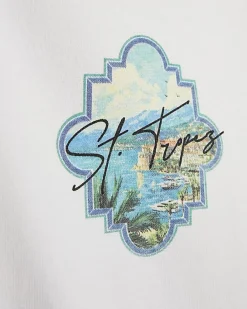 White Oversized Fit St Tropez Keyhole T-Shirt