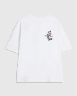 White Oversized Floral Dove T-Shirt