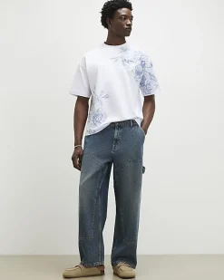 White Oversized Floral Midweight T-Shirt