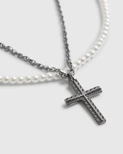 White Pearl Cross Pack Of 2 Necklaces