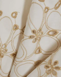 White Poplin Broderie Hem Shirt