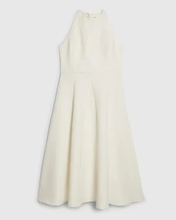White Premium Bow Back Detail Midi Dress