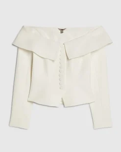 White Premium Structured Bardot Jacket