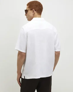 White Regular Fit Linen Blend Shirt