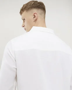 White Regular Fit Linen Blend Shirt