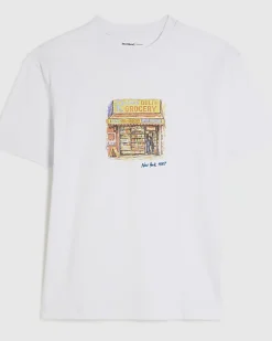 White Regular Fit Shop Front T-Shirt