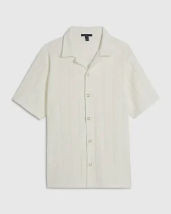 White Regular Fit Textured Stripe Shirt