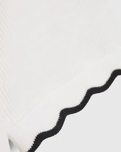 White Scallop Trim Fitted T-Shirt