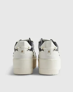 White Scallop Trim Slip On Trainers