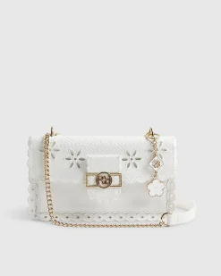 White Scalloped Edge Shoulder Bag
