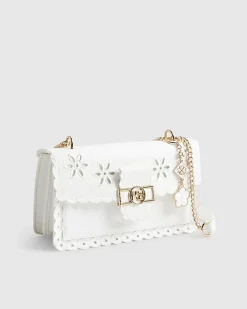 White Scalloped Edge Shoulder Bag