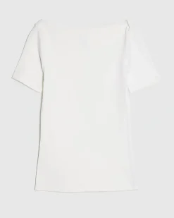 White Short Sleeve Cotton Boat Neck Top