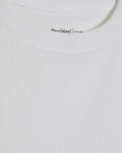 White Short Sleeve Fitted Ribbed Top