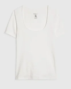 White Short Sleeve Scoop Neck T-Shirt