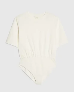 White Short Sleeve Shoulder Pad Bodysuit