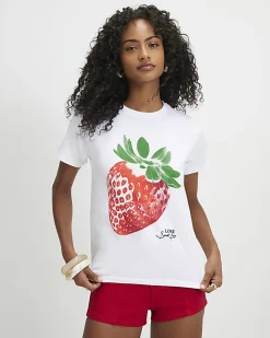 White Short Sleeve Strawberry Baby T-Shirt