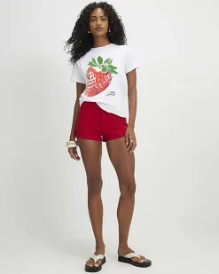 White Short Sleeve Strawberry Baby T-Shirt