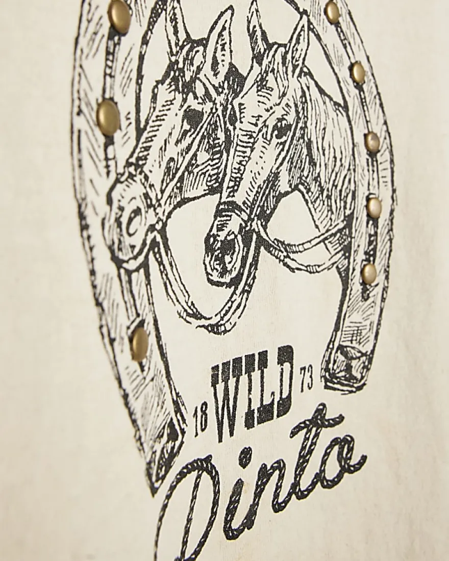 White Short Sleeve Tipped Horseshoe T-shirt