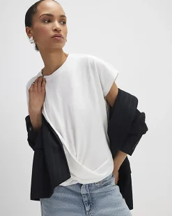 White Short Sleeve Twist Front T-Shirt