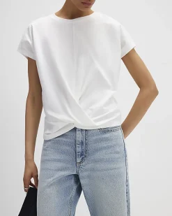 White Short Sleeve Twist Front T-Shirt