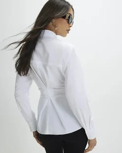 White Shoulder Pad Shirt