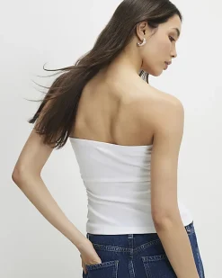 White Sleeveless Bandeau Top