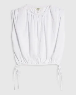 White Sleeveless Bubble Hem Top