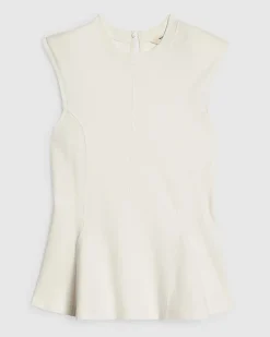 White Sleeveless Peplum Top