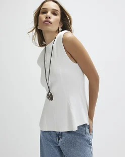 White Sleeveless Peplum Top