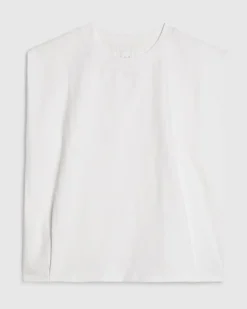 White Sleeveless Pleat Detail Top