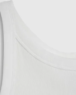 White Sleeveless Ribbed Tank Top