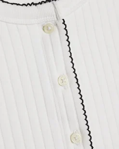White Sleeveless Scallop Trim Ribbed Top