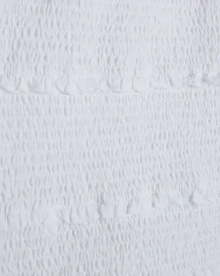 White Sleeveless Shirred Broderie Top