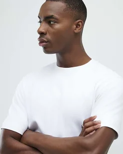 White Slim Fit Interlock Crew Neck T-Shirt