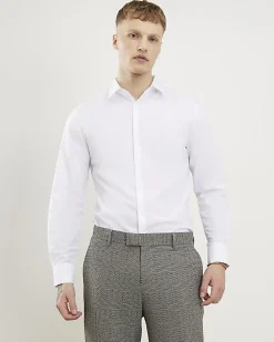White Slim Fit Long Sleeve Shirt