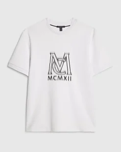 White Slim Fit Shadow Graphic T-Shirt