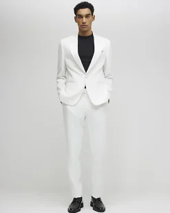 White Slim Fit Tailored Suit Trousers