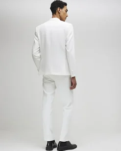 White Slim Fit Tailored Suit Trousers