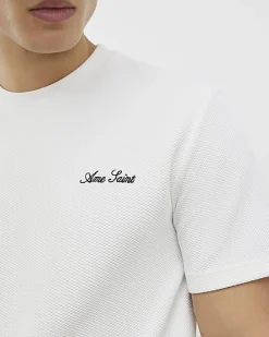 White Slim Fit Textured Midweight T-Shirt