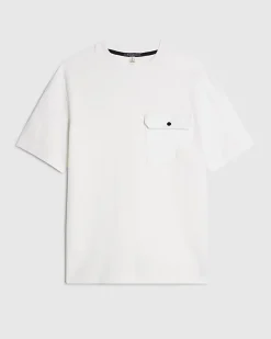 White Slim Fit Textured Pocket T-Shirt