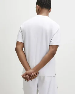 White Slim Fit Textured Pocket T-Shirt