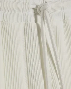 White Slim Fit Textured Stripe Shorts