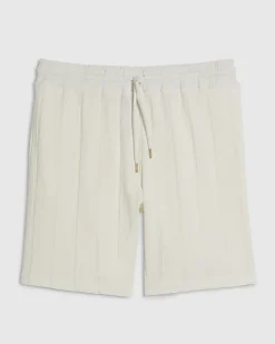 White Slim Fit Textured Stripe Shorts