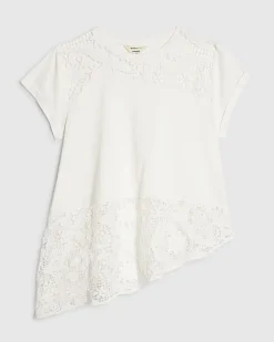 White Spliced Lace T-Shirt
