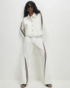 White Stripe Hybrid Denim Jacket