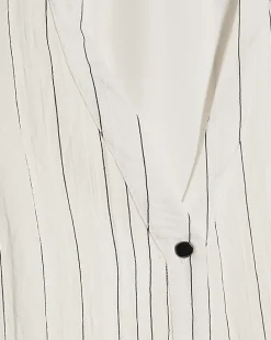 White Stripe V Neck Mini Dress