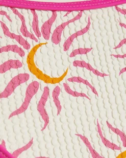 White Sun Print Bikini Bottoms