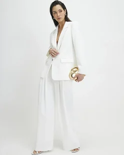White Tailored Wide Leg Trousers