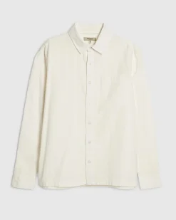 White Textured Cross Hatch Long Sleeve Shirt