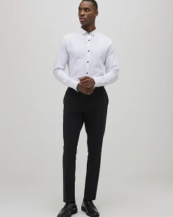 White Textured Muscle Fit Long Sleeve Shirt